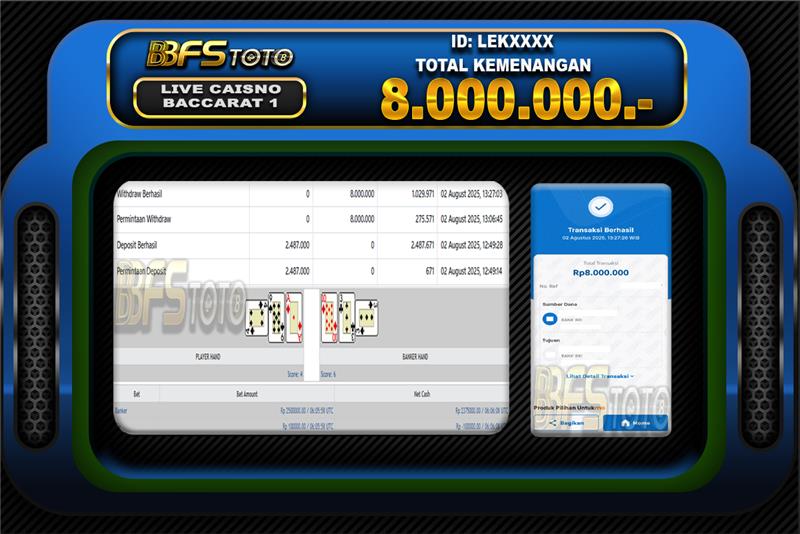BACCARAT 1 – BUKTI JACKPOT LIVECASINO BBFSTOTO