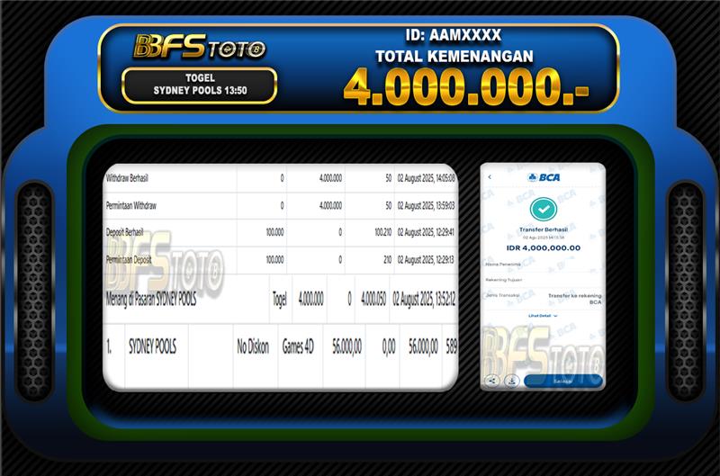 TOGEL SYDNEY POOLS – BUKTI JACKPOT BBFSTOTO