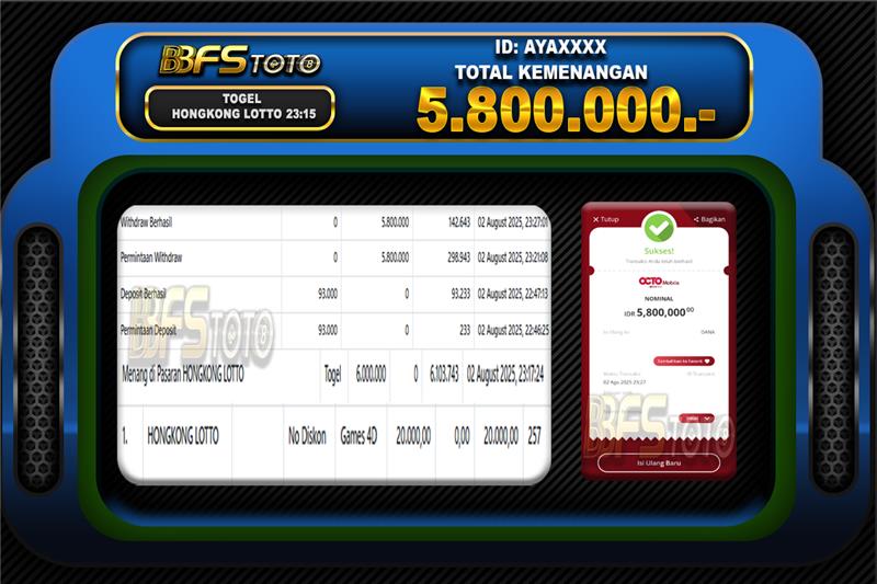 TOGEL HONGKONG LOTTO – BUKTI JACKPOT BBFSTOTO