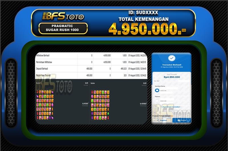 SUGAR RUSH 1000  – BUKTI JACKPOT BBFSTOTO