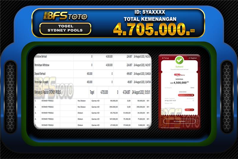 TOGEL SYDNEY POOLS – BUKTI JACKPOT BBFSTOTO