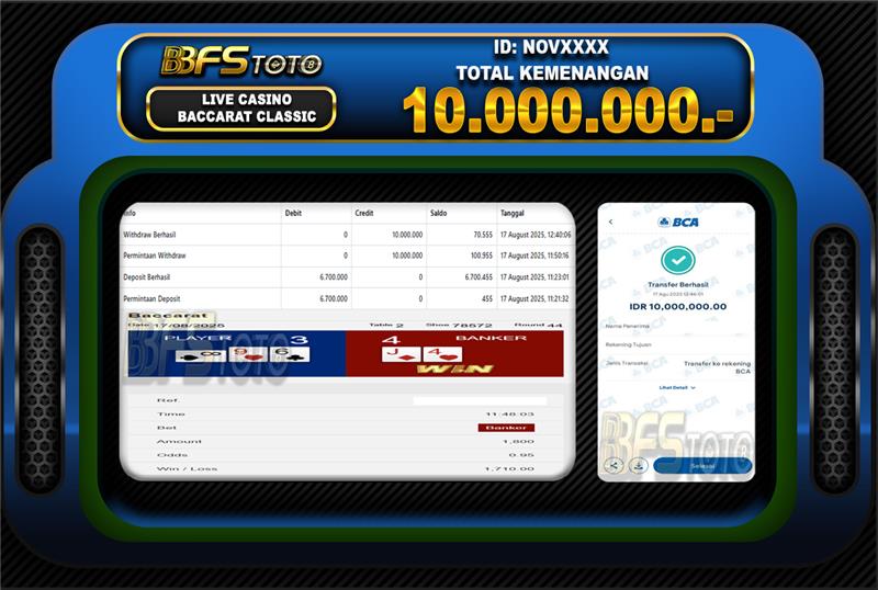 BACCARAT CLASSIC – BUKTI JACKPOT SLOT BBFSTOTO