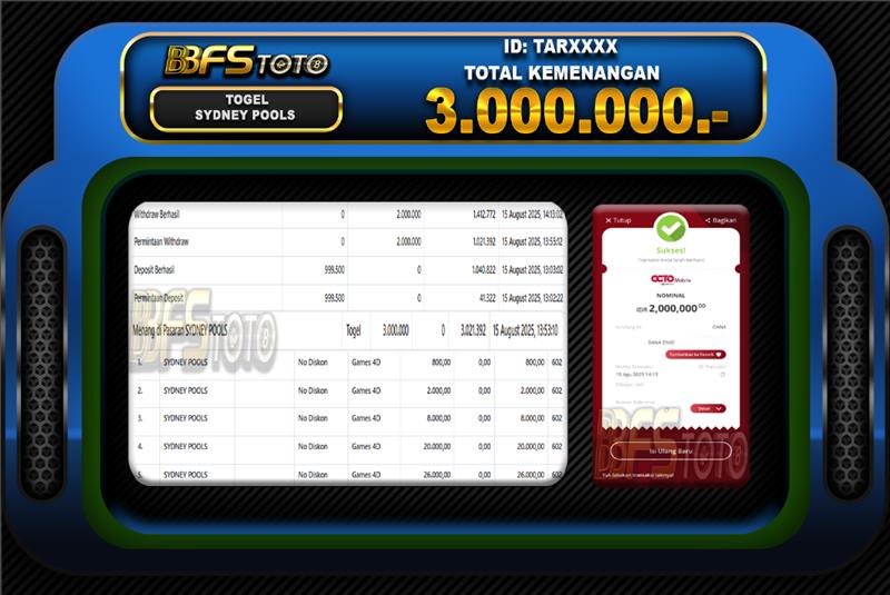 TOGEL SYDNEY POOLS – BUKTI JACKPOT BBFSTOTO