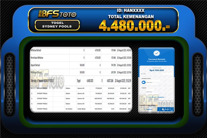 TOGEL SYDNEY POOLS – BUKTI JACKPOT BBFSTOTO